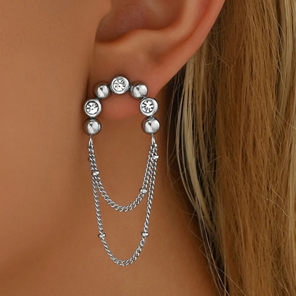 French Drop Earrings 18k Gold Plated Statement Hoops - Picture 2 of 2